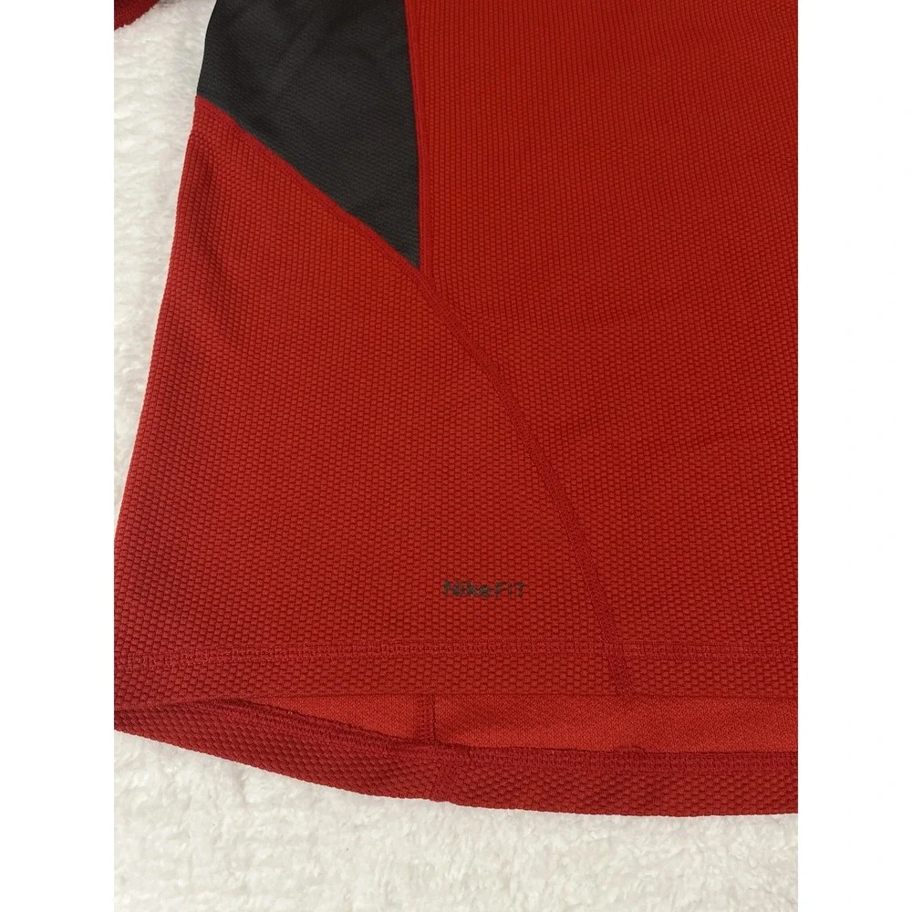 Nike‎ ACG Red Gray Colorblock Waffle Knit Quarter Zip Pullover Shirt Men's XL